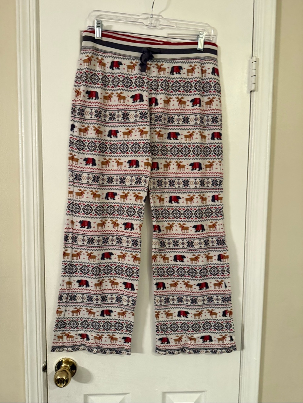 P.J. Salvage Cream Pajama Pants with Red and Navy Animal Stripe